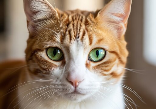 Orange and White Cat Portrait.