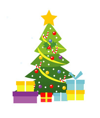 christmas tree with gift boxes