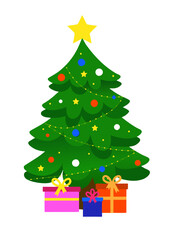 christmas tree with gift boxes