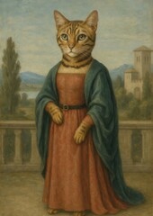 Regal cat in Renaissance attire.