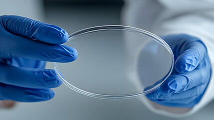 Scientist Works with Petri Dishes with Various Bacteria, Tissue and Blood Samples