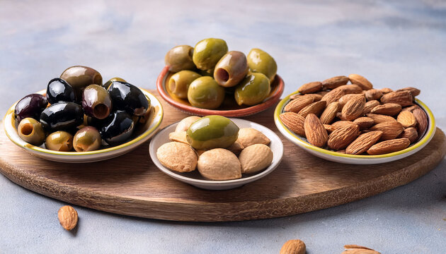Spanish Tapas Banderillas Gildas Olives And Almonds