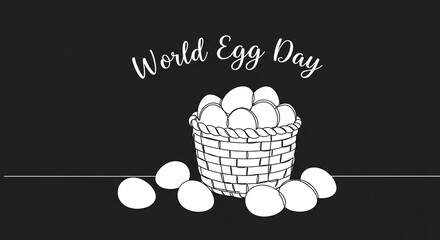 Celebrate World Egg Day with this charming basket of eggs, perfect for culinary promotions, breakfast specials, or healthy eating campaigns on social media and websites