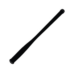 Simple black silhouette of a baseball bat on a white background