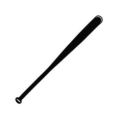Black silhouette of a baseball bat on a clean white background