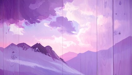 Pastel mountain landscape with clouds