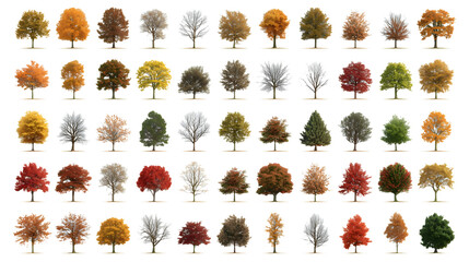 Diverse Fall Trees Cutout - Full Spectrum No Background
