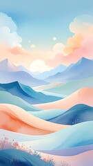Pastel mountain landscape