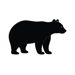 Minimalist black bear silhouette on a clean white background design element