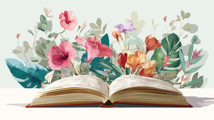 Elegant Book with Floral Background and Picture, Creative Design for Publications