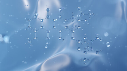 daunorubicin molecular structure, 3d model molecule, antineoplastic agent structural chemical formula view from a microscope