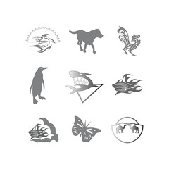 set of animals icons design trendy
