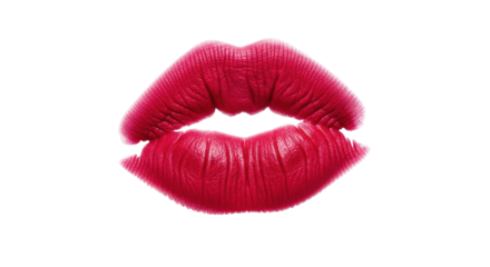 Isolated makeup of glamorous juicy red lips, lip print for beauty and fashion industry