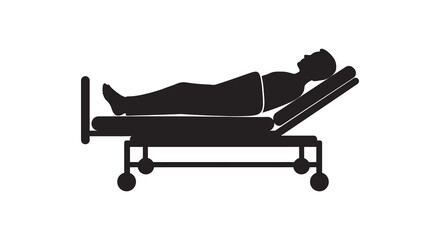 Person lying on an adjustable hospital bed in black silhouette