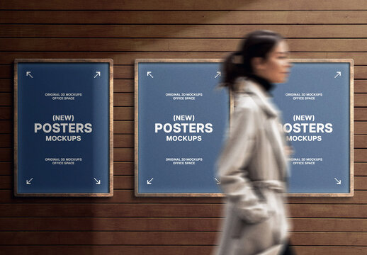 Wooden Wall Posters Mockup
