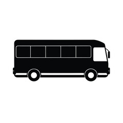 Minimalist black silhouette of a bus on a clean white background