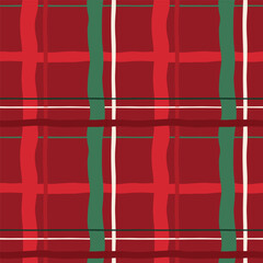 Christmas Plaid Pattern. Seamless Holiday Background in Red and Green Colors. Plaid, Checked Modern Pattern Design