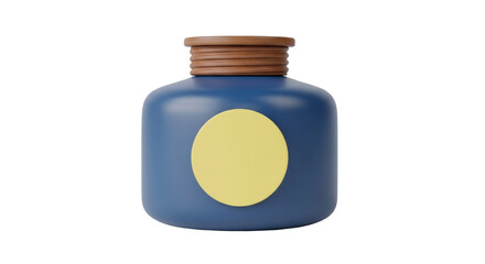 Isolated colorful plastic jar with wooden lid, stylish and modern design for home décor