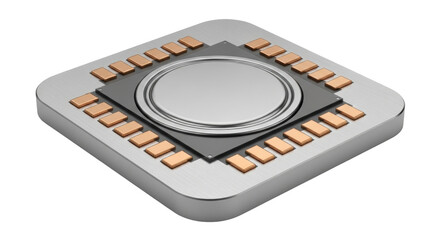 Isolated microchip component, technology hardware concept for electronics, processor unit