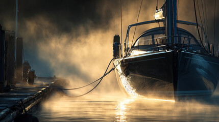 A boat is docked at a marina