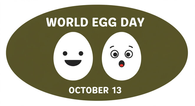 Celebrate World Egg Day on October 13th with these adorable egg characters expressing joy and surprise, perfect for social media posts and marketing campaigns