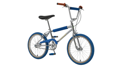 Vintage BMX bike from the 80s with a sleek design and classic colors isolated on a white background