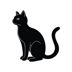 Minimalist black cat silhouette on a clean white background