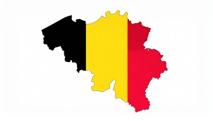 Obraz premium The flag of Belgium overlaying the map shape of Belgium flat vector design isolated on white background 