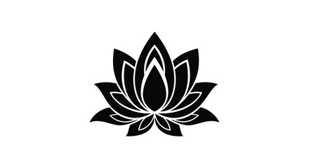 Elegant black lotus flower design featuring intricate details a striking silhouette