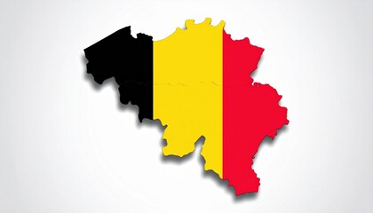 Obraz premium The flag of Belgium overlaying the map shape of Belgium flat vector design isolated on white background 
