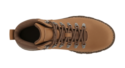 Isolated casual work boot a top view hiking wear footwear fashion with laces and eyelets