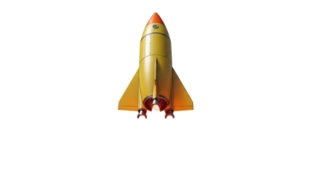 Isolated retro space rocket toy spaceship, travel to the stars, space exploration mission