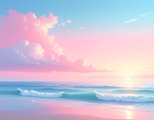 Pastel sunset over a beach