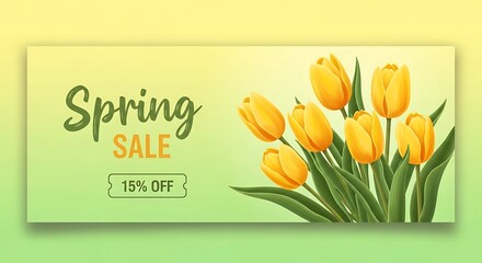 Spring Sale Banner with Tulips.