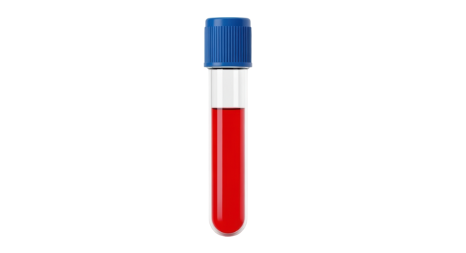 Isolated blood sample in vial, medical research, laboratory diagnostics, test tube with cap