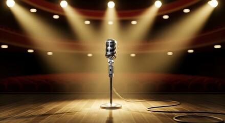 Microphone on Stage Spotlight.