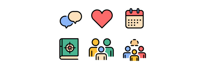 Vector icon sheet with chat icon for counselor resources – Great for student guidance apps, mental health tools, or educational content