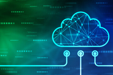 Cloud Computing Concept, modern cloud technology. Integrated digital web concept background, internet data storage, database and mobile server concept