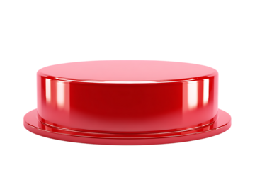 A shiny red button isolated on transparent background, representing a call to action or a start button