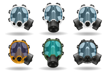 protective respirator gas mask cartoon stock vector illustration isolated on white background