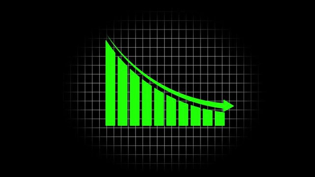 Business graph green color digital showing financial diagrams steady investment increase in profits. Perfect for stock market analysis, business presentations, and economic projects black background.
