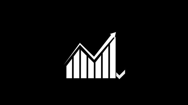 Business graph white color digital showing financial diagrams steady investment increase in profits. Perfect for stock market analysis, business presentations, and economic projects black background.