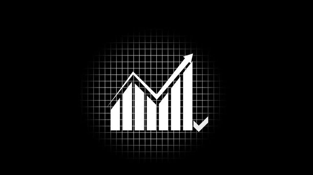 Business graph white color digital showing financial diagrams steady investment increase in profits. Perfect for stock market analysis, business presentations, and economic projects black background.
