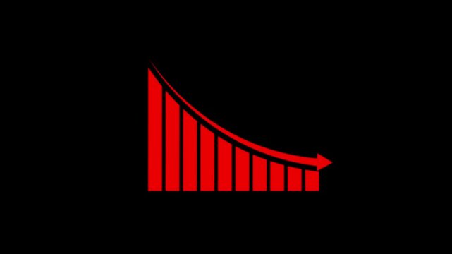 Business graph red color digital showing financial diagrams steady investment increase in profits. Perfect for stock market analysis, business presentations, and economic projects black background.