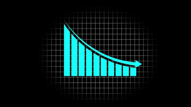 Business graph cyan color digital showing financial diagrams steady investment increase in profits. Perfect for stock market analysis, business presentations, and economic projects black background.