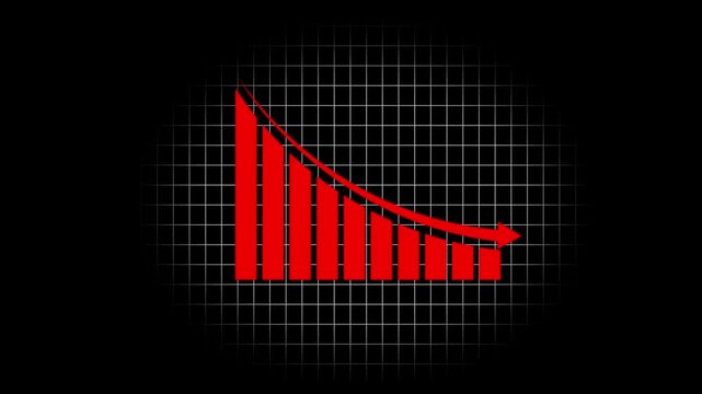 Business graph red color digital showing financial diagrams steady investment increase in profits. Perfect for stock market analysis, business presentations, and economic projects black background.