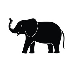 Fototapeta premium Majestic african elephant silhouette on a clean white background