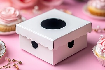 Pink cupcakes and box