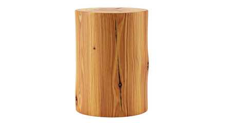 Isolated Wooden Stool Log Section, Natural Wood Texture, Cylinder Shape, Furniture Element