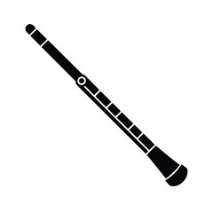 Minimalist black silhouette of a flute on a clean white background for design
